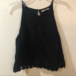 Black lace crop top.